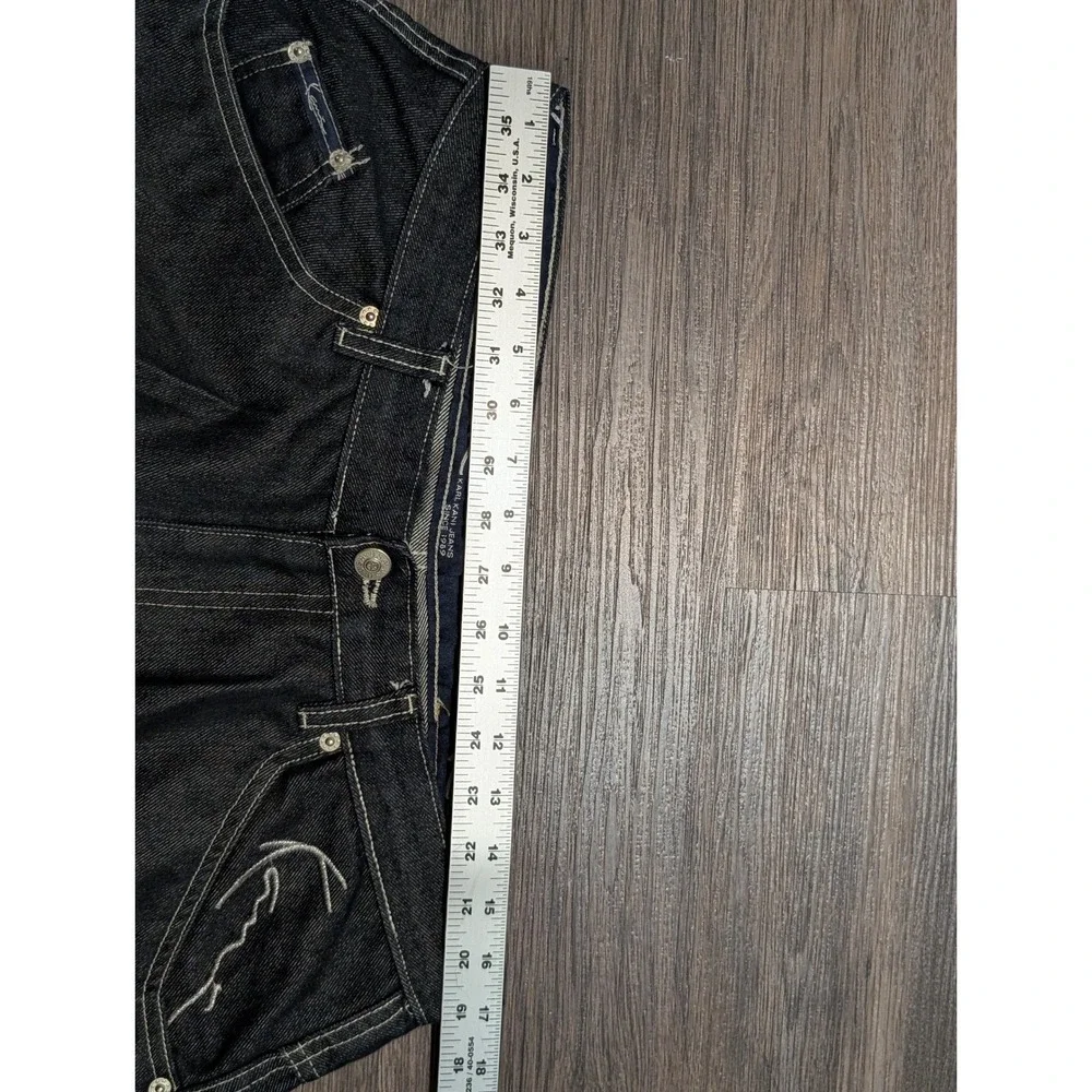 Karl Kani Baggy Barrel Jeans‎ Dark Wash Black Distressed 38x32 Y2K Streetwear